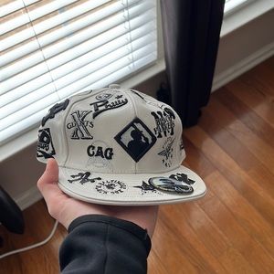 branded white hat